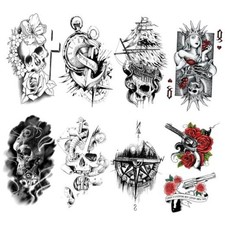 Realistic Pirate Temporary Tattoo for Adult Women Men 8-Sheet Pirate Skull