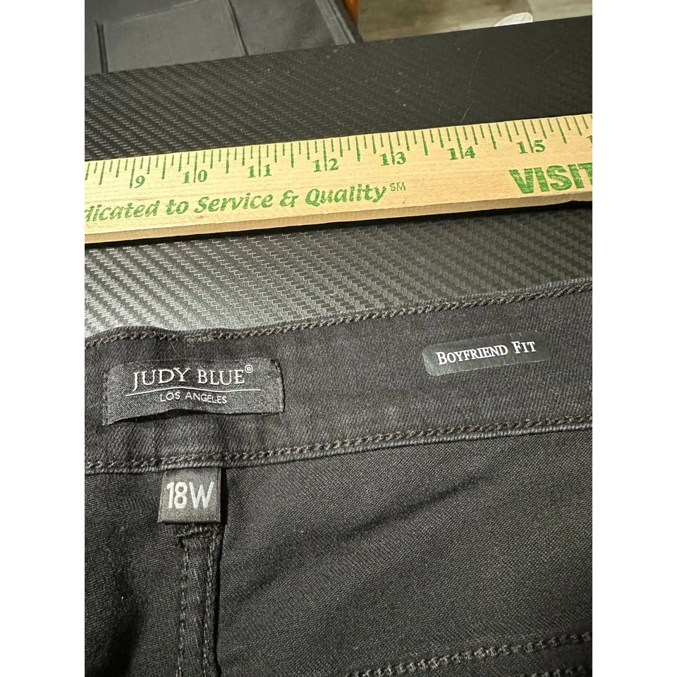 Judy Blue Distressed Boyfriend Fit Jeans Black Stretch Comfort Size 18W Plus - Image 3 of 4