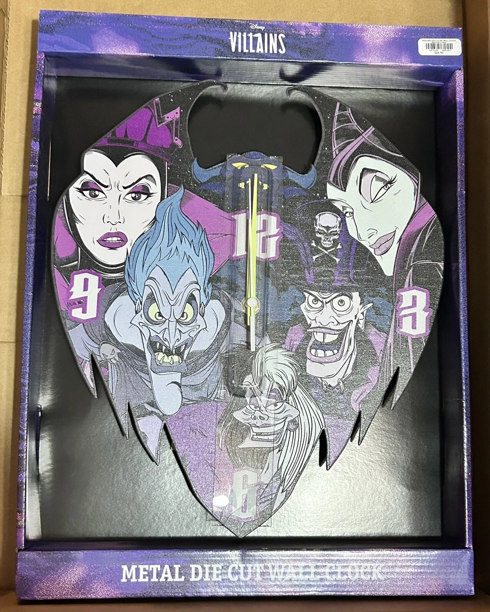 DISNEY VILLAINS Die Cut Metal Wall Clock Maleficent Evil Queen