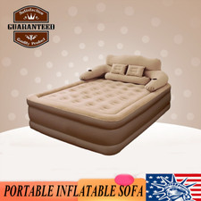 Home Inflatable Elevated Double Queen Size Air Mattress w/Pump  Pillow Outdoor