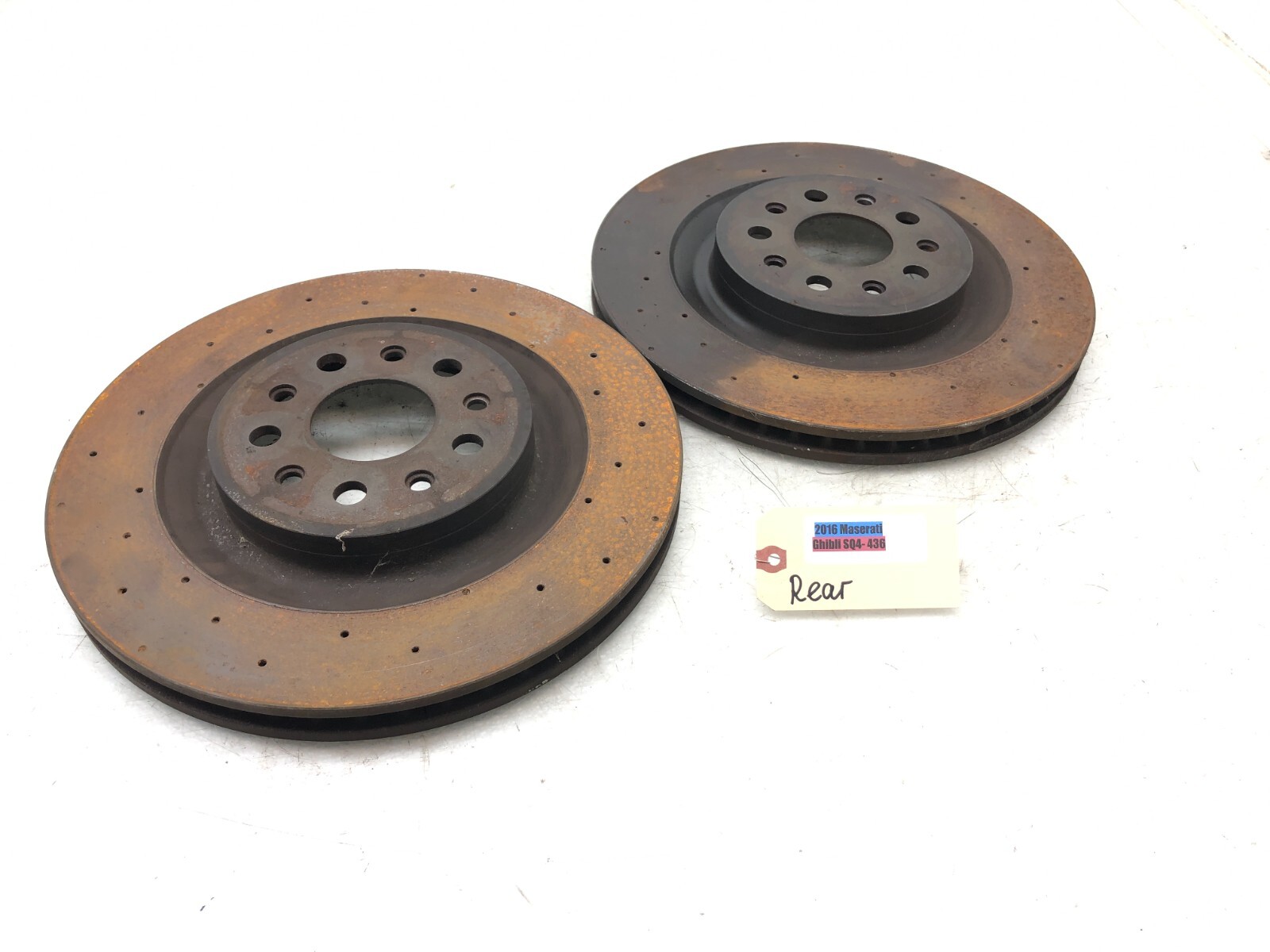 2014-2019 MASERATI GHIBLI SQ4 REAR AWD BRAKE ROTORS SET X2 OEM.