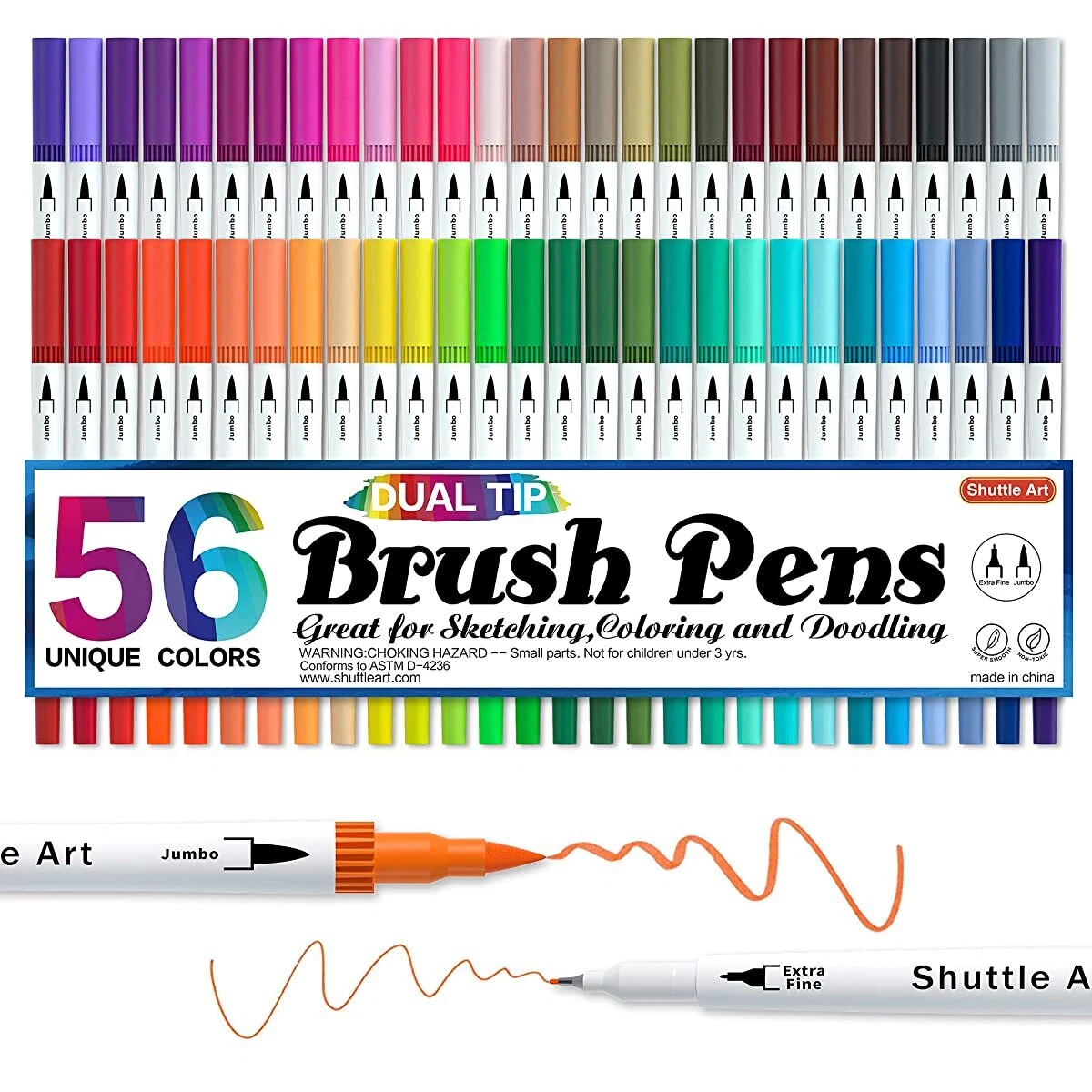 Shuttle Art Watercolor Cook Pen Pen 56 Color Set Aqueous Pen Color Pen Twin  Mark