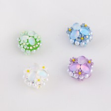 5x Perle Du Chat Eye Pierre Fleur Doux Céramique DIY Cellule Téléphone Porte-Clé