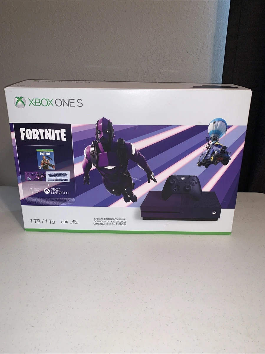 BOX ONLY Xbox One S Fortnite Royal Purple WITHOUT CONSOLE FOR DISPLAY ONLY