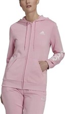 New Adidas Women Long Sleeve Jacket Hoodie Essential Logo Pink size Medium M