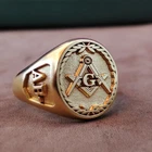 Freemason Masonic Ring Silver Gold Plated Initial Letter Men's Jewelry
