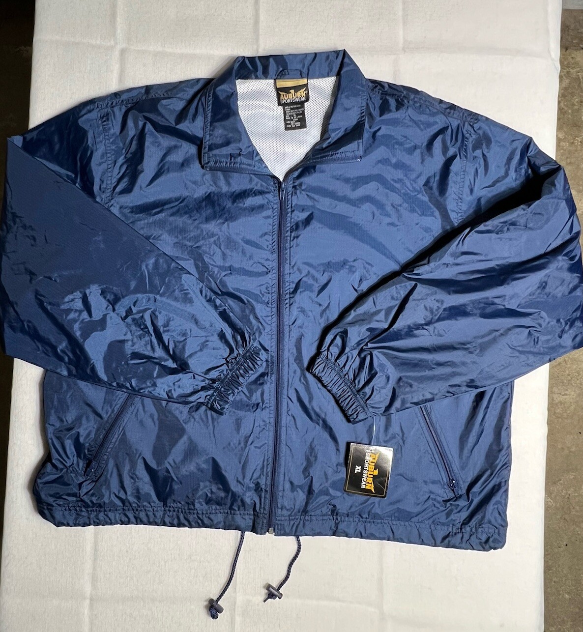 NWT NOS Vintage Auburn Sportswear Windbreaker Jacket Mens XL DEADSTOCK Blue