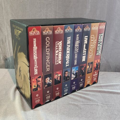 James Bond Collection 8 Tape VHS Box Set MGM Home Video - Foto 1 di 8