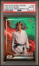 2024 Topps Chrome Star Wars Luke Skywalker 104 Green Refractor /99 PSA 8 POP 1