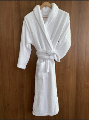 Women's White Bathrobe  XS Cotton Lightweight Short Sexy  Kimono Spa Robe Pool
