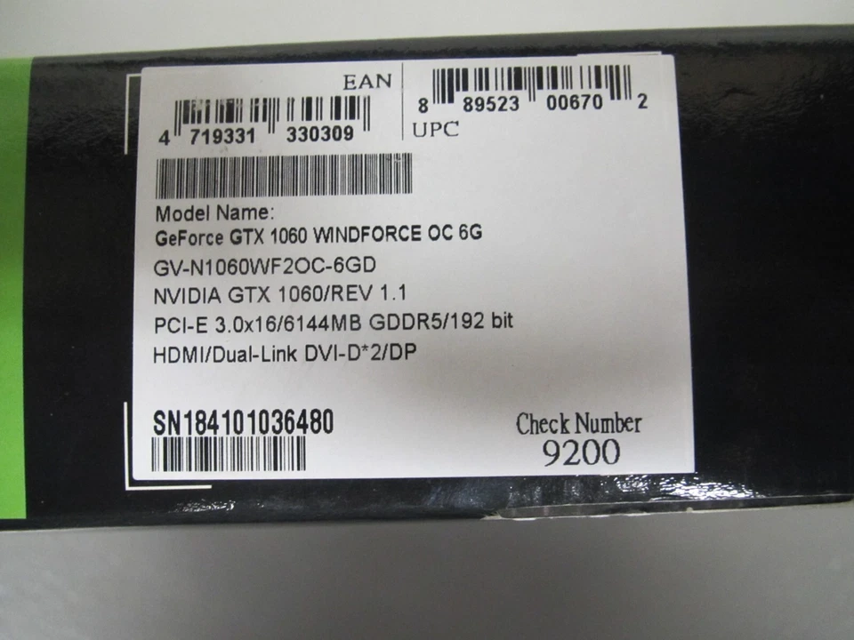 GIGABYTE NVIDIA GEFORCE GTX 1060 WINDFORCE OC 6GB GV-N1060WF2OC-6GD PCIe GDDR5 - Image 4 of 4