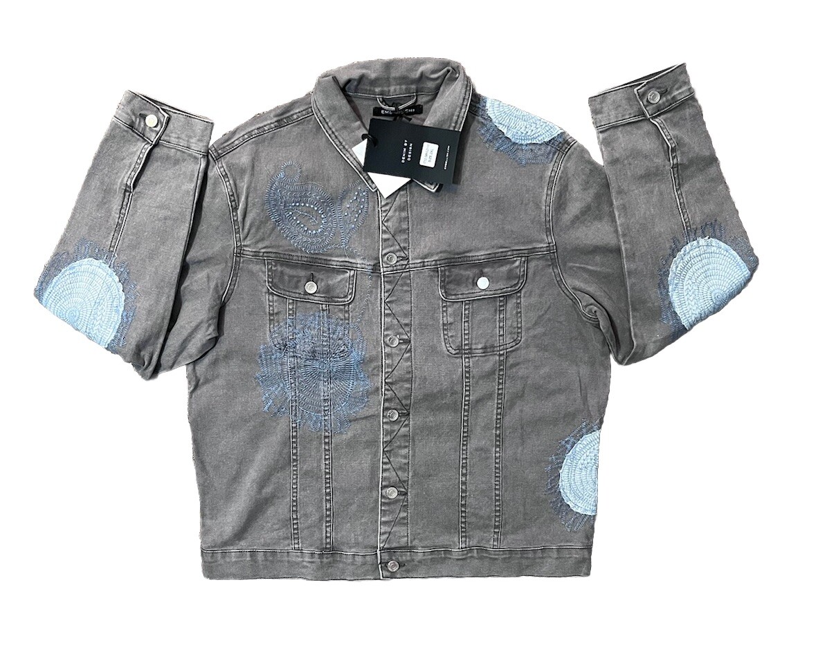EMBELLISH Embroidered & Patched Denim Jacket Sz 2XL