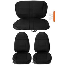 Black Custom Neoprene Front Rear Seat Cover For 1991-95 Jeep Wrangler Yj