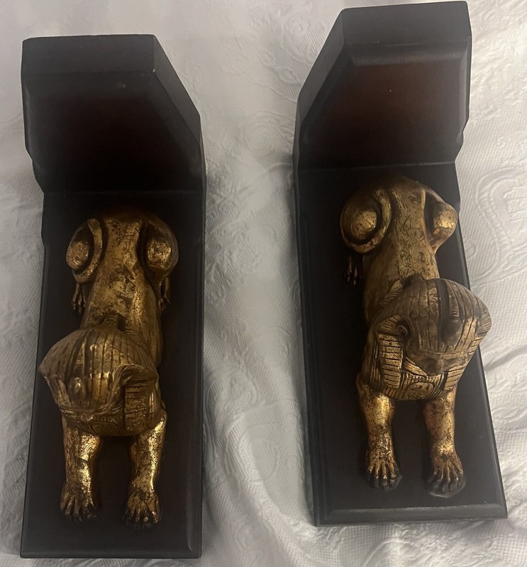 Pair Of Gold Sphinx On Brown Base Heavy Bookends Books A Million