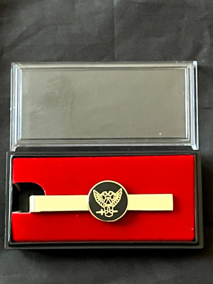 Scottish Rite 32nd Degree Double Eagle Wings Up Necktie Gold Color Tie Bar NEW!