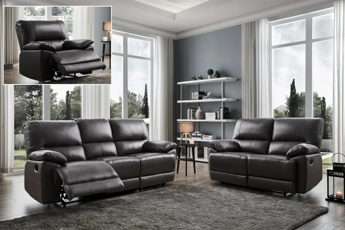 Black genuine leather couch deals
