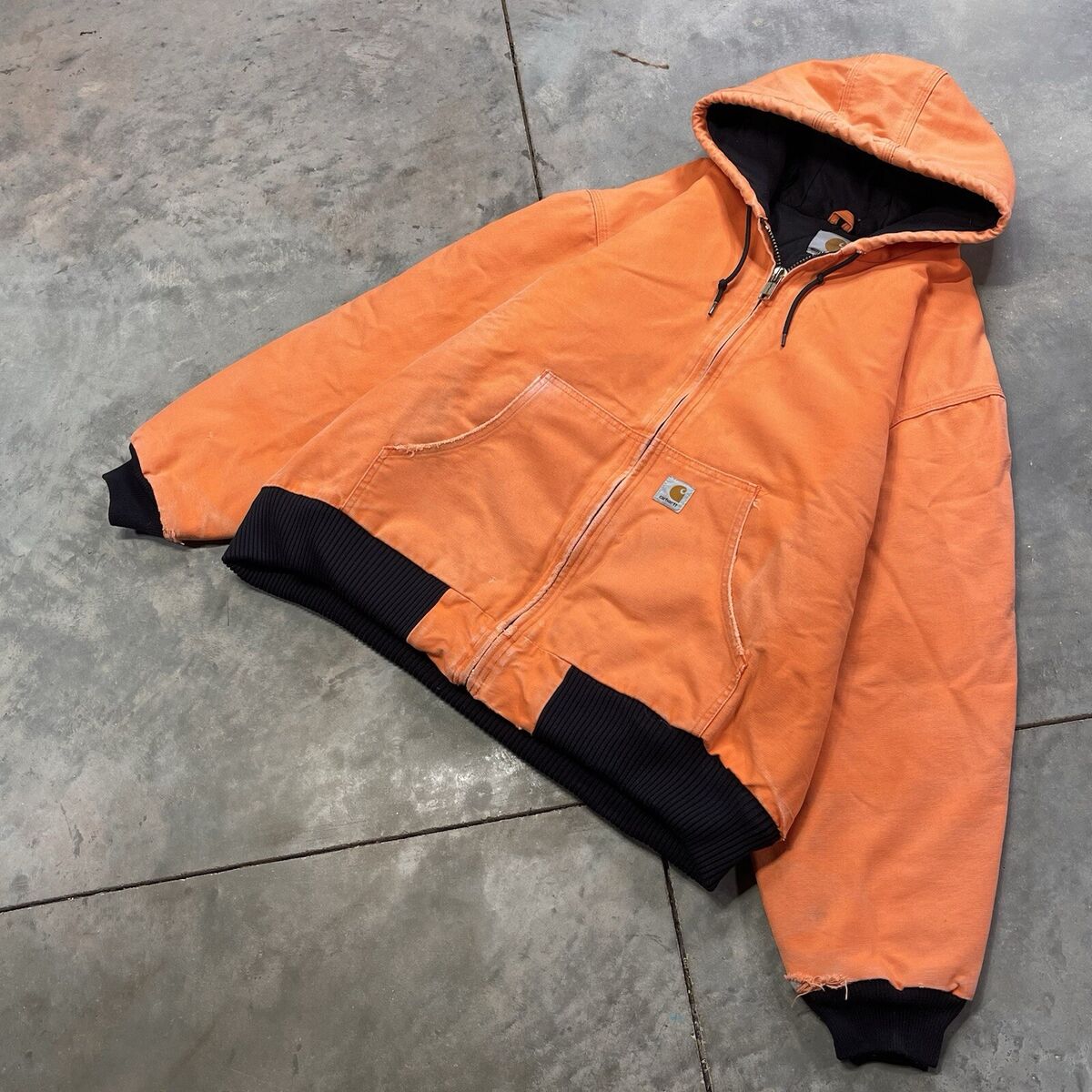 Vintage Carhartt Hooded Active Jacket Faded Orange XXL Boxy Vintage Carhartt Hooded Active Jacket Faded Orange XXL Boxy