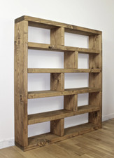 Rustic Display Cabinet Large Shelving Unit Solid Wood Industrial Furniture Oak