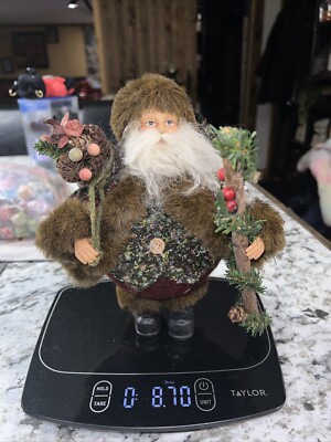 ''TJ s Christmas'' Primitive Santa Fur Coat walking stick and backpack