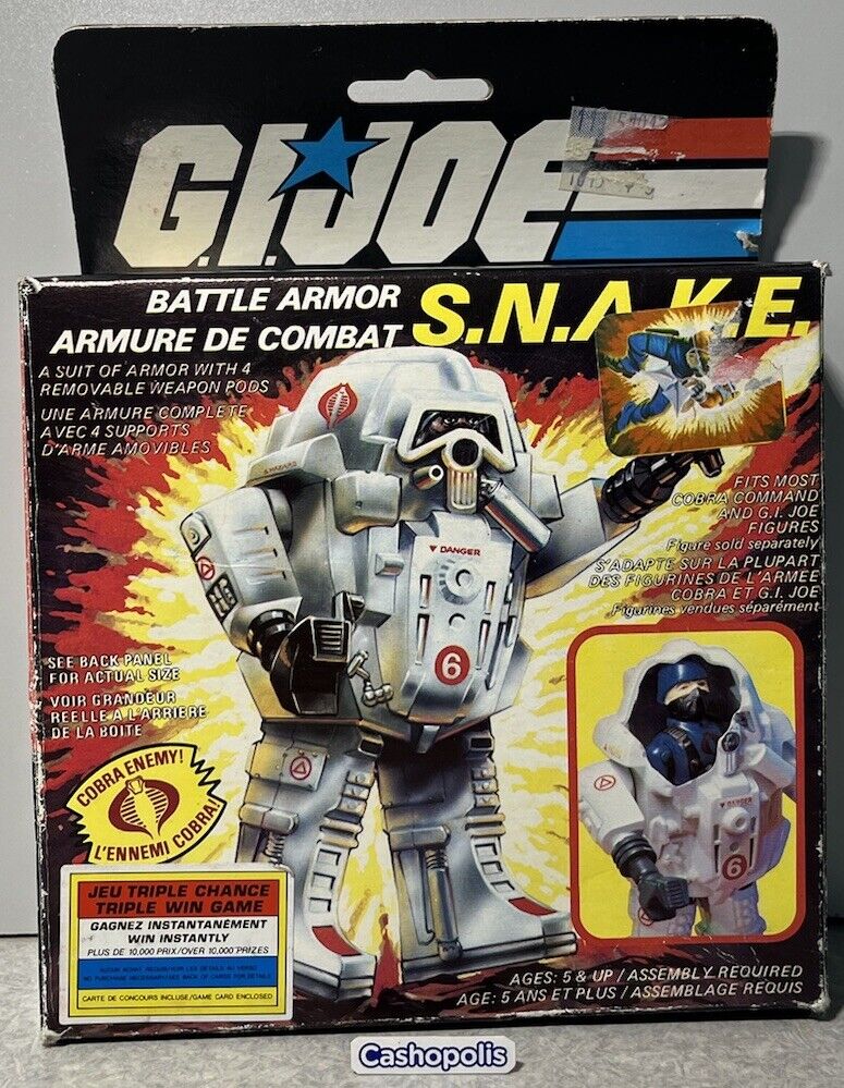 Vintage 1985 G.I. Joe BLUE Battle Armor S.N.A.K.E w/ BOX & Manual Complete RARE!
