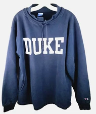 Vtg 90s USA Champion Sweatshirt XL Duke University mock neck pockets blue