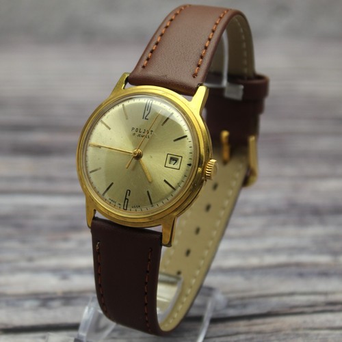 Soviet POLJOT Gilded Mechanical mens watch Poliot 1MCh USSR 1960s ПОЛЕТ⌚🦅 - Picture 3 of 9
