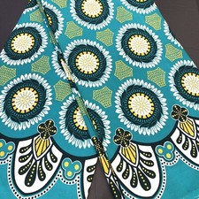 African fabric, Ankara fabric, Metallic gold glitter, teal flowers print fabric