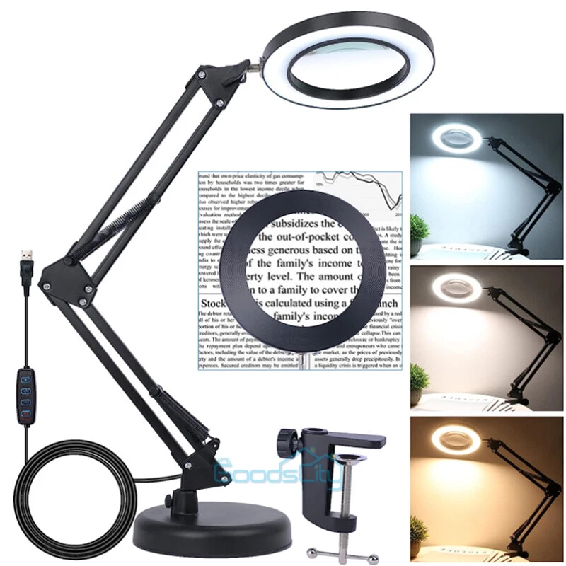 10X Lupa Lampara de Mesa Abrazadera Magnifying Lupa Con Luz Para