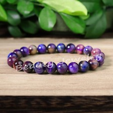 Galaxy Tiger's Eye Stone Beaded Bracelet 8mm Gemstone Stretch Healing Bracelet