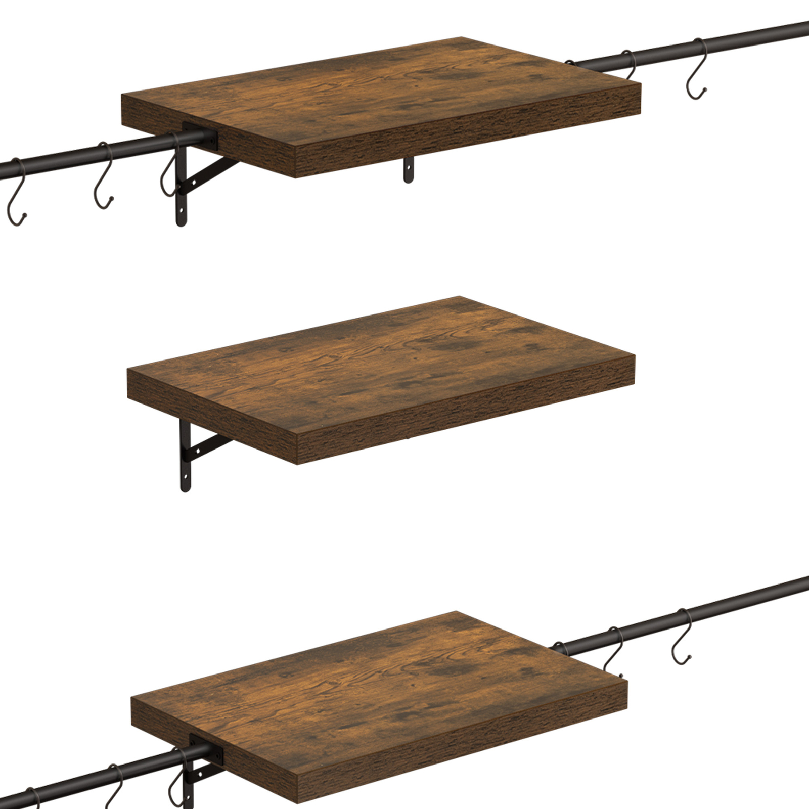 Wall Mounted Floating Shelf Closet Organizer Space-saving Clothing Storage Rack