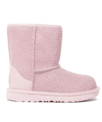 UGG Little Kids Classic II Pink Gel Hearts Boots-NIB Size