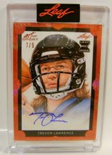 TREVOR LAWRENCE RC ROOKIE CARD /9 AUTO AUTOGRAPHED LEAF ART OF SPORT 2021