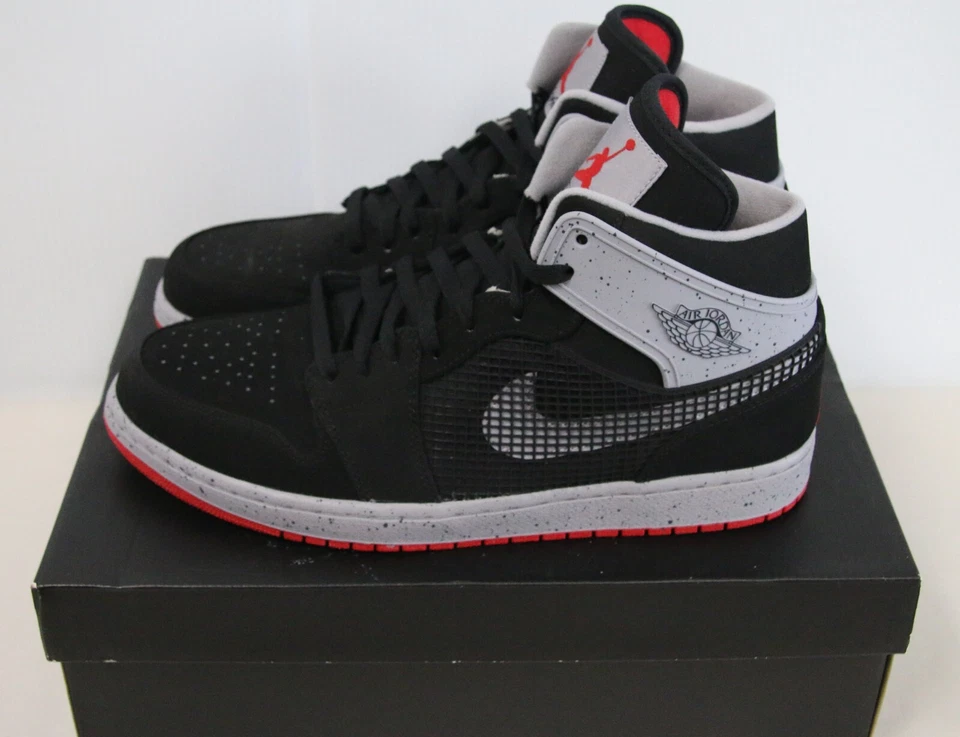 DS 2013 Nike Air Jordan 1 Retro 89 Negro Rojo Fuego Cemento Talla 12 599873-003 NUEVO Foto 3 de 4