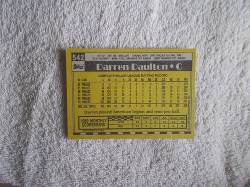 Topps 1990 MLB Baseball "DARREN DAULTON" #542 Philadelphia Phillie Trade Card n6 - Picture 2 of 2
