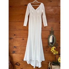 NWT Lulus Feeling of Forever White Long Sleeve Mermaid Maxi Dress Wedding XXS