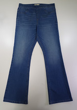 M&S Slim Flare Jeggings Women's UK Size 12 Short Med Blue Denim Elasticated