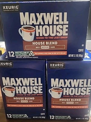 (3) Maxwell House House Blend Medium K Cup 12ct 36 Pods BB 04/26