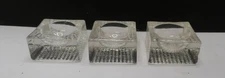 VTG Salt Cellar Dip Dish Clear Cut Glass Square Waffle Pattern Set Of 3
