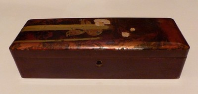 Vintage Rotlack Japanische Schmuckschatulle Schmuckkästchen 30x11x7 cm