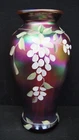 FENTON Art Glass Heirloom Optics Cranberry Hand Painted Vase 10"