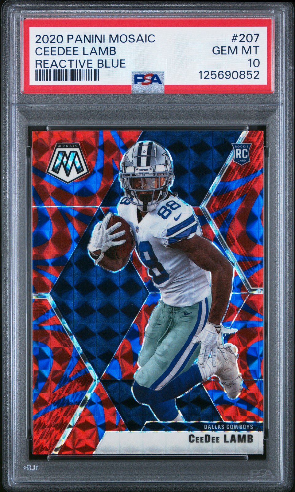 2020 PANINI MOSAIC REACTIVE BLUE #207 CEEDEE LAMB PSA 10