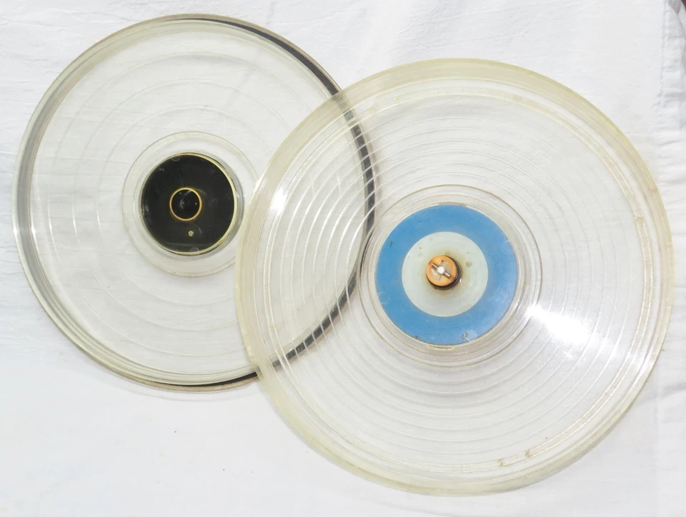 IBM Clear Plastic Spool Case 9 1/2" X 3/4" Magnetic Data Reel Computer Tape Art - Image 3 of 4
