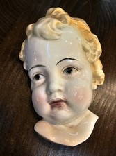 Vintage Art Deco 1930s Cherub Child Wall Mask Glazed Porcelain 6 inch German ?