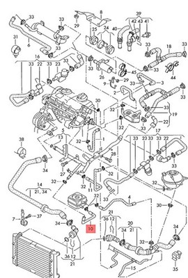 Genuine VW SEAT Sharan syncro 4Motion Alhambra SEAT Coolant Hose 7M3121109M