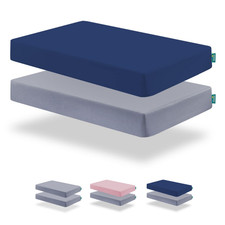 Fitted Mini Crib Sheets Ultra Soft  Breathable 2 Pack 38"x24" Gray Pink Navy