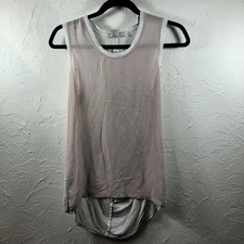 Chloe K Hi-Lo Sleeveless Shell Tank Top Size Small Dotted Accents Blush/Gray