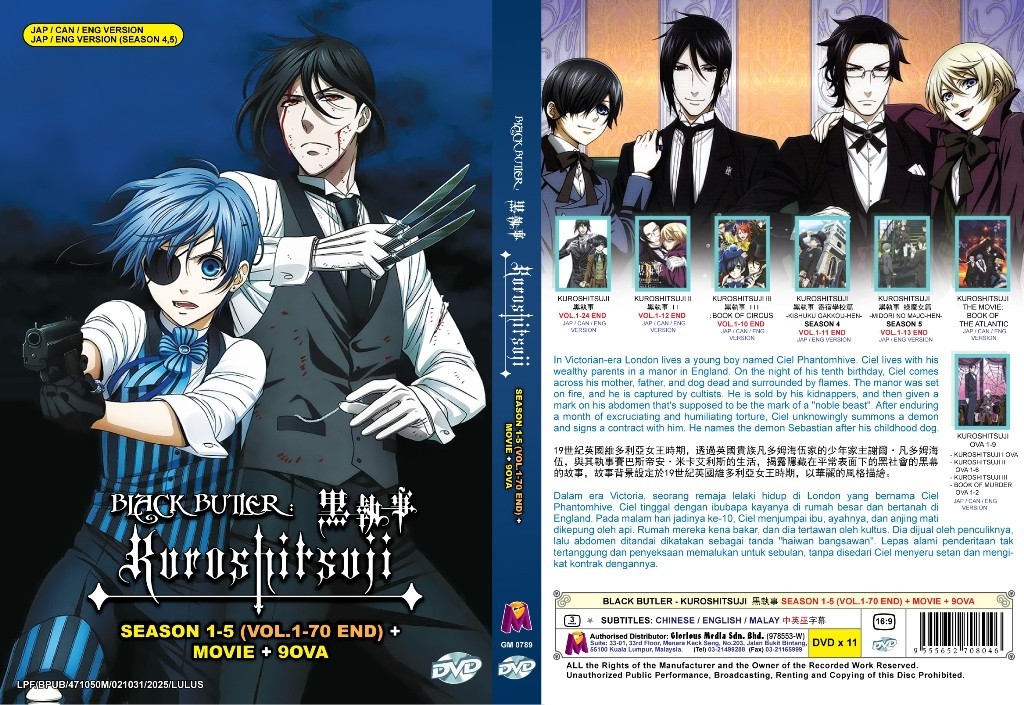 Black Butler Kuroshitsuji Season 1-5 + Movie + 9 OVA Anime