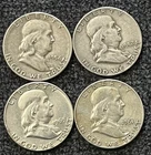 4-Coin Lot • 1961, 1952, 1954, 1963 Franklin  Half Dollars 90% Silver - $2 Face
