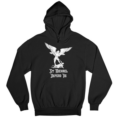 St Michael Defend Us Hoodie - Prayer on Back - Archangel - Free Shipping