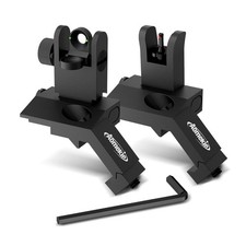 Flip Up Sights 45 Degree Offset Iron Sights, Front and Rear Sights with Red a...